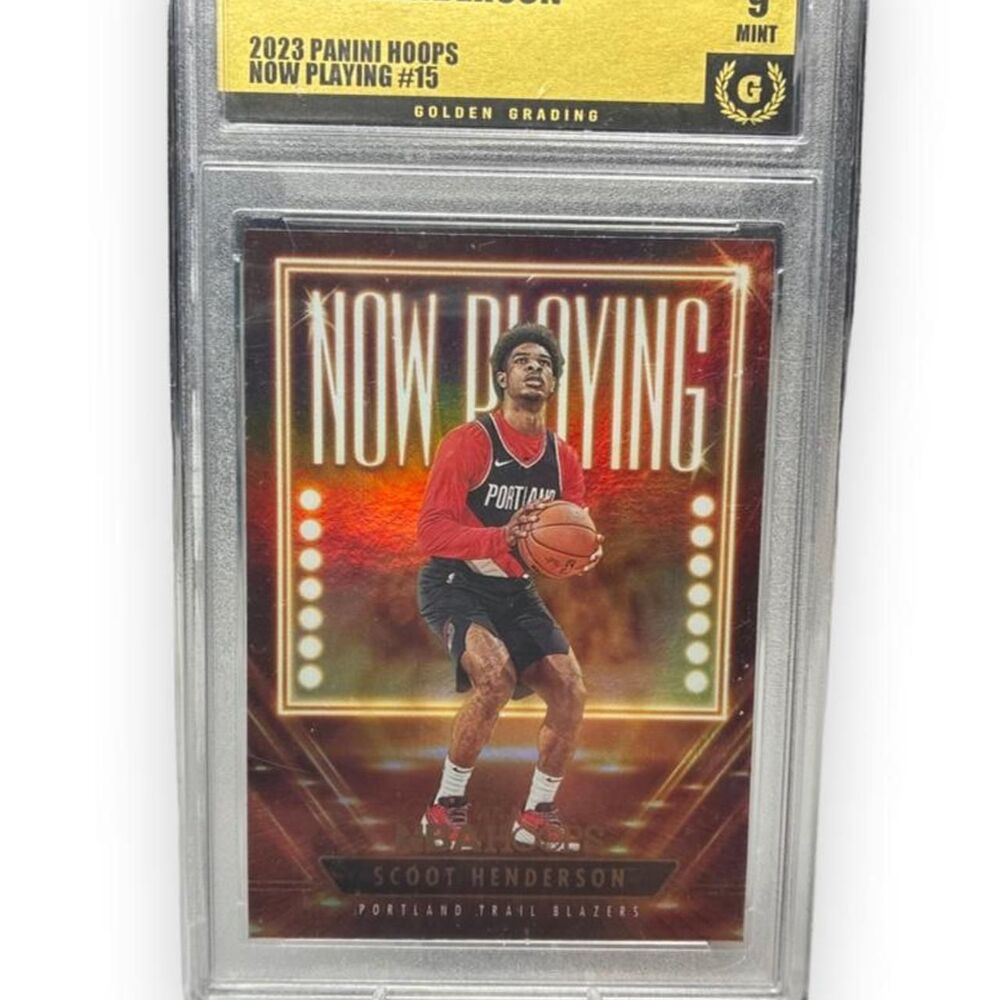 2023 Panini Hoops Scoot Henderson RC Now Playing # 15 Golden Grading 9 Mint
